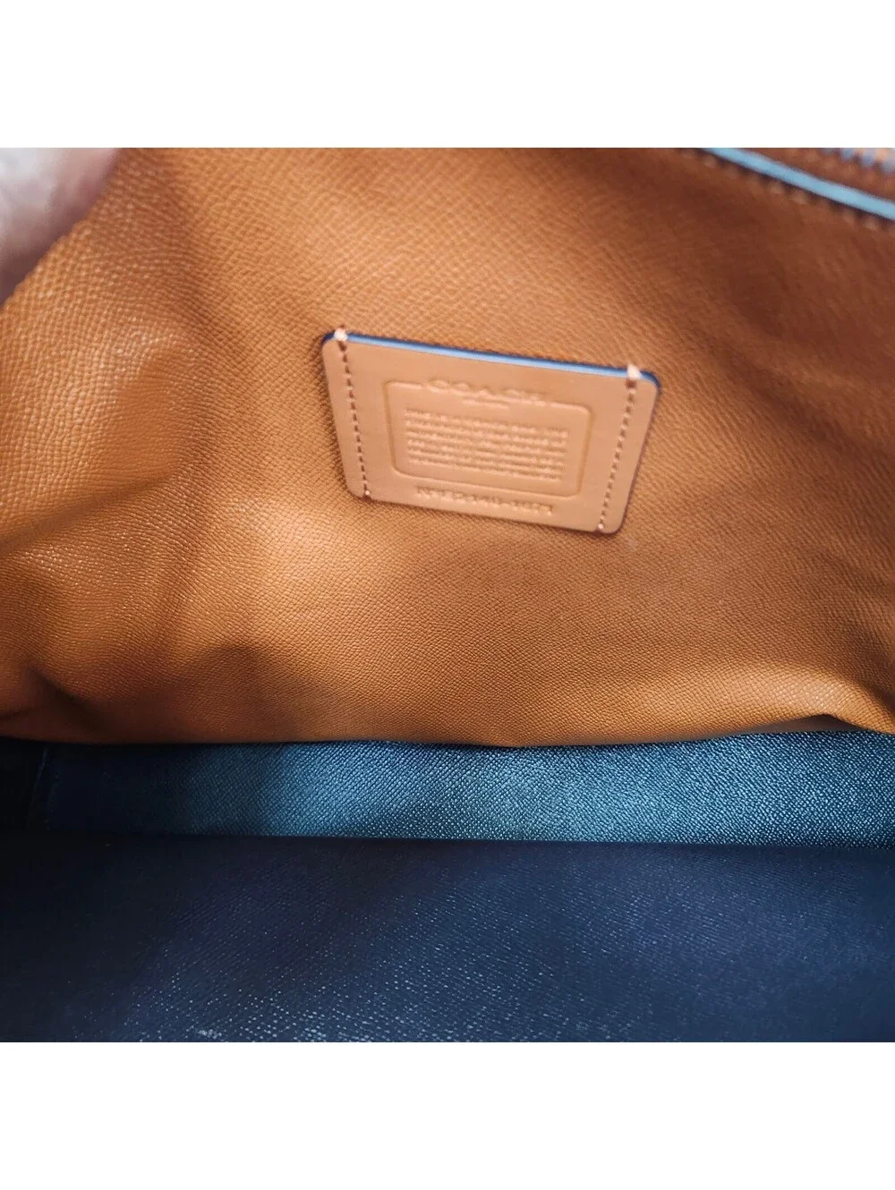 Coach Mollie Leather Tote Bag in Blue Gray Size Large